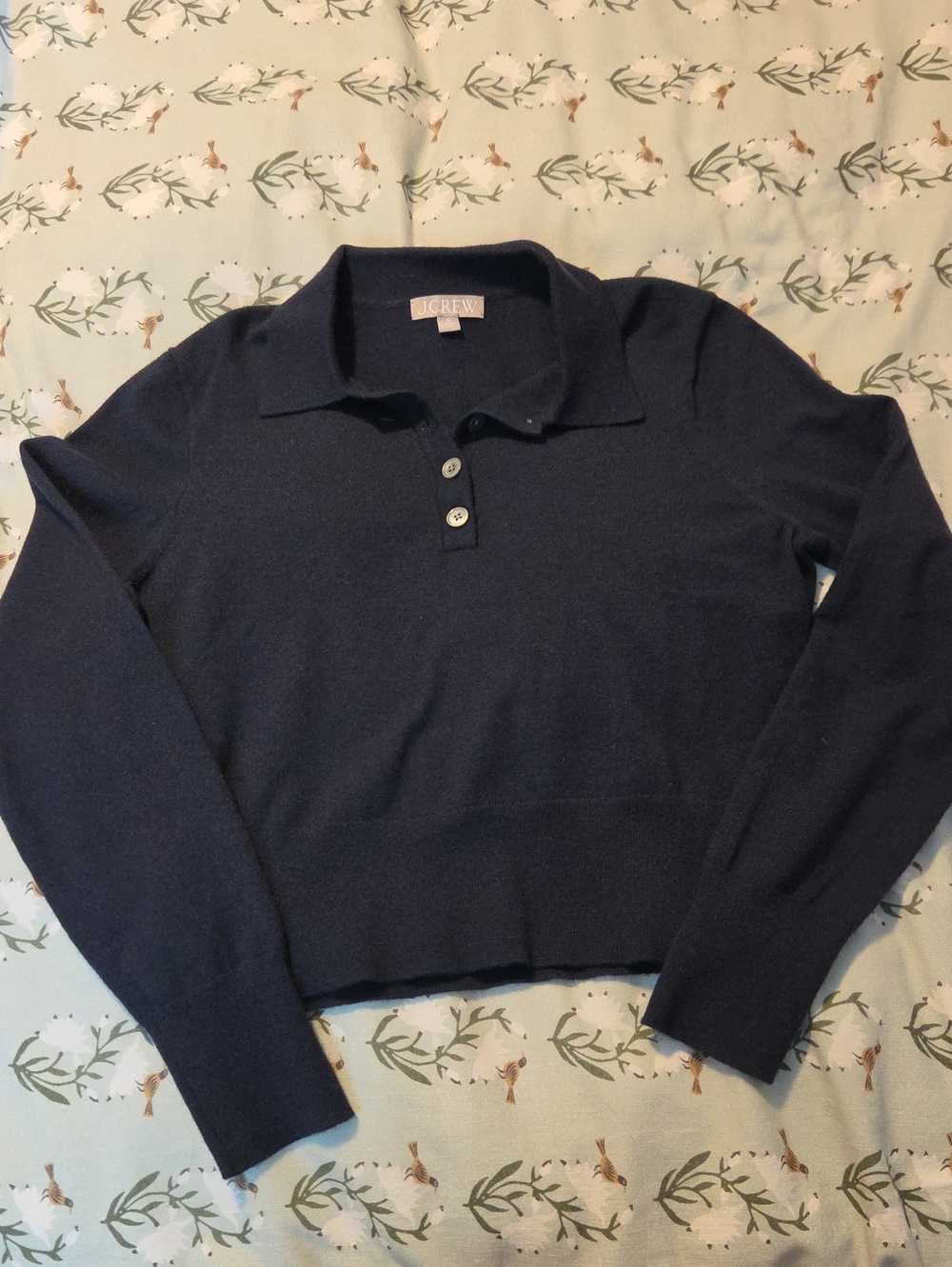 J. Crew Navy Polo Collar Long Sleeve Sweater